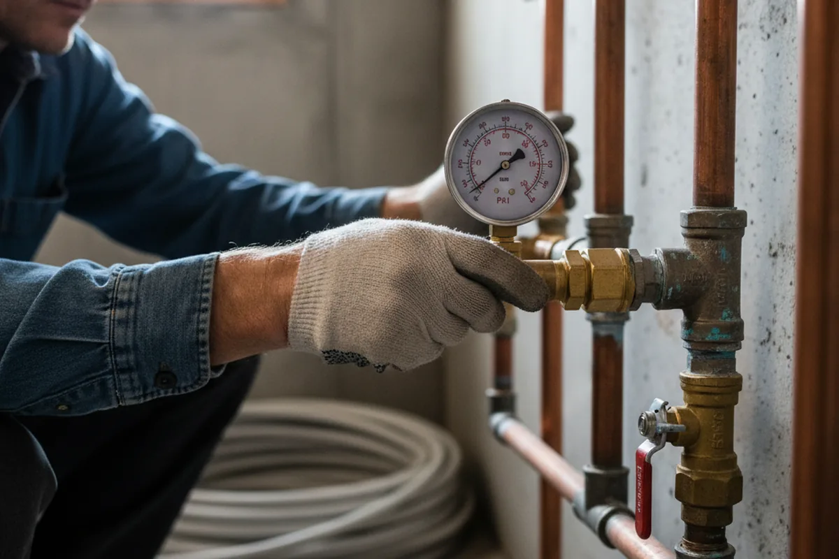 Pressure testing a repaired line during Water Line Repair in Fountain